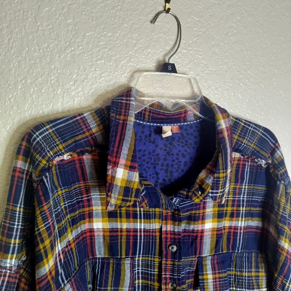 Anthropologie Pilcro Cropped Plaid Shirt Sz 3X - Picture 3 of 9